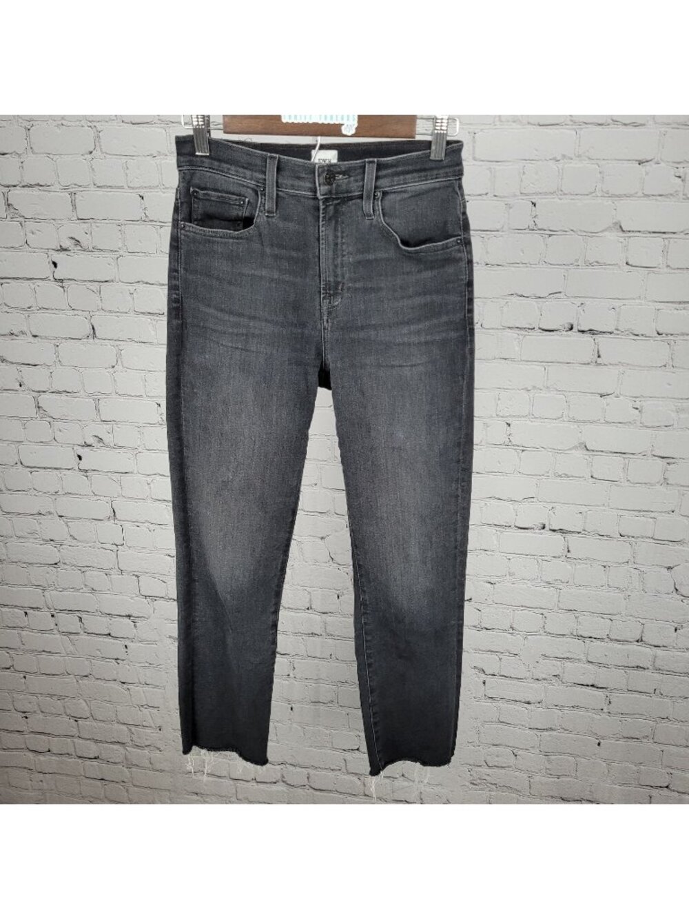 Edwin Grey Black Denim Mid Rise Straight Stretch Jeans USA Made Size 27 (27x26)